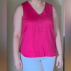 Pink Sleeveless Top with Functional Zipper